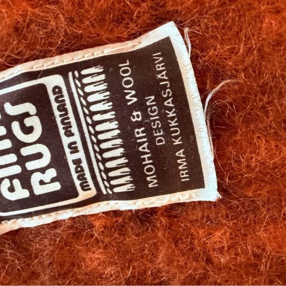 vintage mohair BLANKET Made by Finn Rugs Finland Mohair & Wool throw VIBRANT!